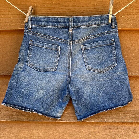 Cherokee Girls Denim Shorts Size 10/12 Blue With Frayed Hem - Picture 4 of 9